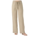 thumbnail image 1 of Timegard Cotton Linen Pants for Women Elastic Waisted Drawstring Straight Leg Lightweight Lounge Trousers, 1 of 7