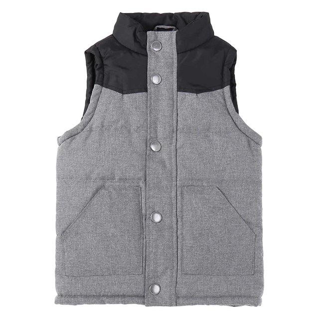 Bienzoe Gilet Matelassé Sans Manches en Coton Chaud pour Enfants Noir 2