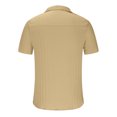 thumbnail image 4 of EOYWHK Mens Cotton Linen Shirts Short Sleeve Summer Ribbed Knit Button Down Cardigan Solid Color Collared Lapel Office Blouse Workwear Beachwear, 4 of 5