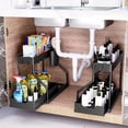 thumbnail image 1 of 1pc Under Sink Organizer, 2-Tier L-Shape Sliding Drawer Type Under Sink Organizers, 1 of 4