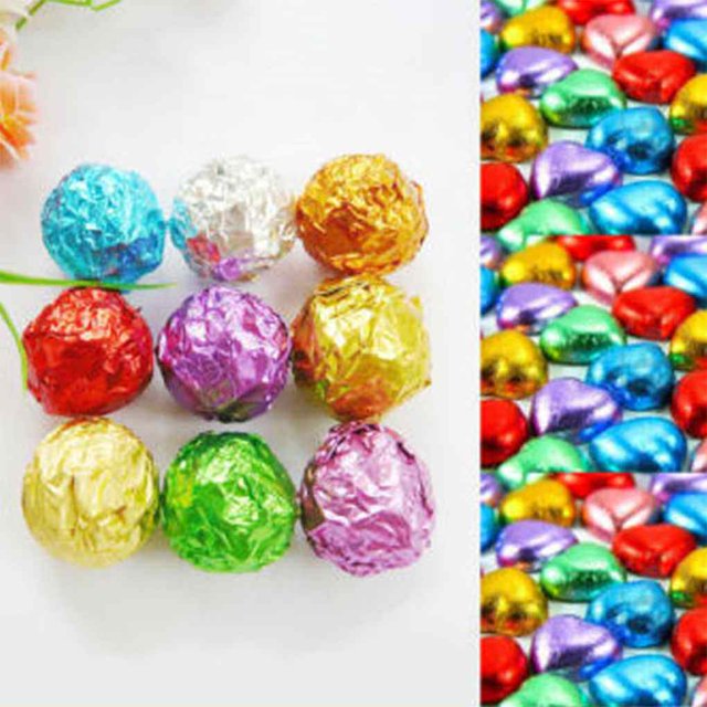 100pcs Square Aluminum Foil Wrappers Colorful Package for foil package Candy package Sweets Candy Chocolate Lollipops