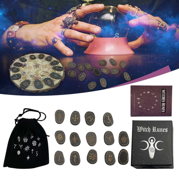 Oliegs Heated Blanket Witch Rune Wiccan Occult Divination Set Witch Rune Suit Altar Home Decoration Chocolate