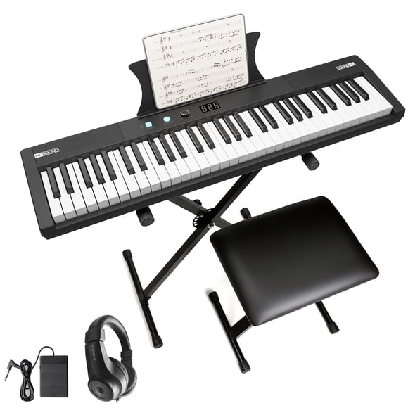 CazToi 61 Key Keyboard Piano Set, Portable Electronic Keyboard for Beginners