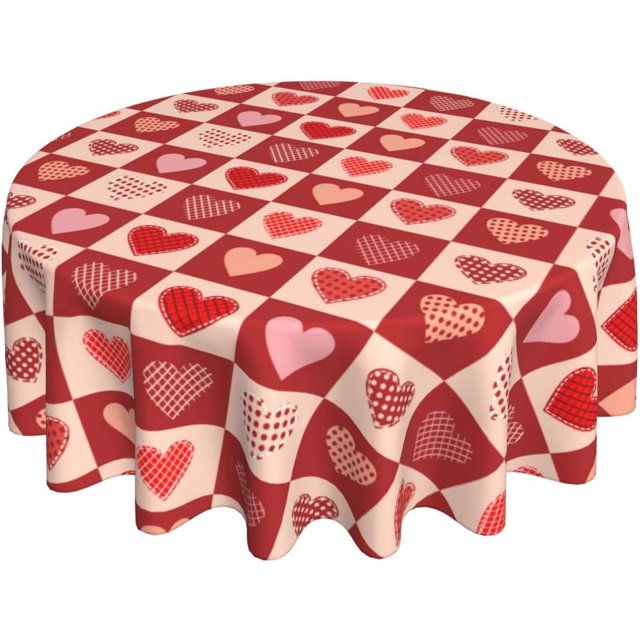 Nappe Ronde Amour de la Saint-Valentin 60 Pouces Lavable Réutilisable Décoration Housse de Table pour Cuisine Fête