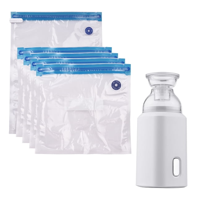 with Storage Bags with USB Cable 5 Storage Bags Rechargeable Portable for Travel Home Use Save Space White