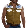 thumbnail image 3 of VBTAPA Chemises Cargo de Mode pour Hommes, Chemise Blouse Décontractée Tendance pour Hommes à Blocs de Couleur Sans Manches à Boutons, T-Shirt d'Été à Col à Revers en Solde Kaki TG, 3 of 6