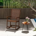 thumbnail image 4 of Gymax Rocking Chair with PU Seat & Rubber Wood Frame Safe & Smooth Rocking Motion, 4 of 9