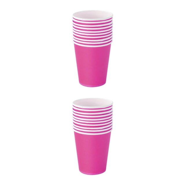 ZheElen 50 Pcs Gobelets en Papier de Fête Couleurs Vibrantes Inodore Anti-Rayures Grand Application Résistant à l'Usure Café rose Rouge 2Ensemble