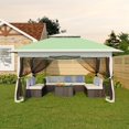 thumbnail image 1 of Abri de Jardin Pliante 13 X 13 Pi, Imperméable et Résistante aux UV, avec Moustiquaire, 3 Hauteurs Réglables, Installation en une Pression et 4 Sacs de Sable pour Cour Arrière, Jardin, Patio, Vert, 1 of 9