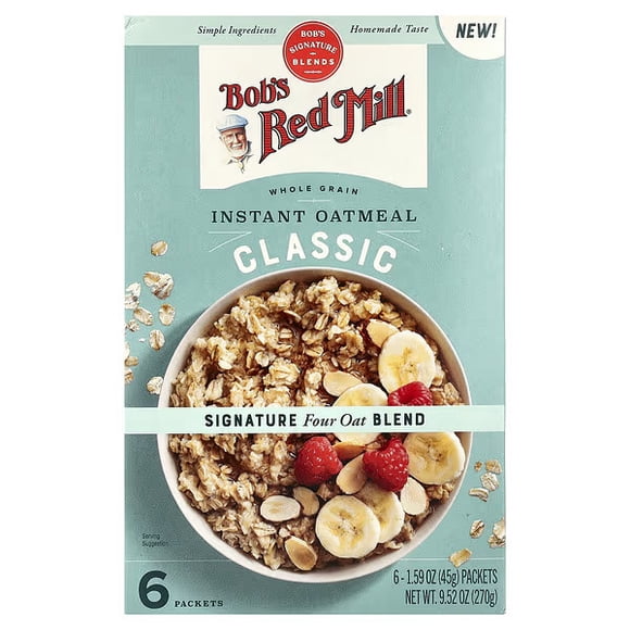 Bob's Red Mill, Instant Oatmeal, Whole Grain, Classic, 6 Packets, 1.59 oz (45 g) Each