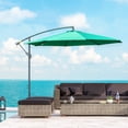 thumbnail image 2 of Outsunny 10ft Offset Patio Umbrella with Base, Hanging Parasol, Green, 2 of 10