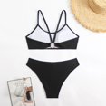 thumbnail image 4 of Womens 2 Piece Swimsuits Summer Beach Solid Color Backless Bikini Split Set Black Womens Bathing Suits M, 4 of 7