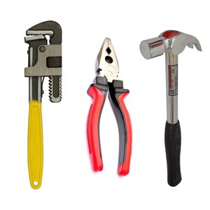 Outil à main, kit d'outils à main - Pour usage domestique, ensemble d'instruments à main et outils Combo avec 12" Clé à tuyaux, marteau à griffe & Plier combiné pour mécanique, ensemble d'outils de véhicule en acier allié, accessoires