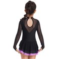 thumbnail image 3 of TiaoBug Robe de Patinage Artistique en Maille Élégante pour Filles avec Strass Manches Longues Robe Tutu de Danse Ballet Violet 8, 3 of 6