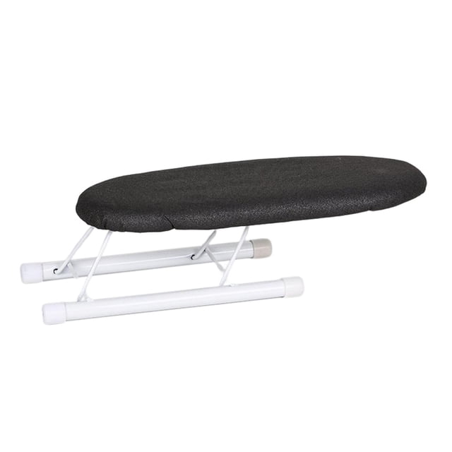 Steel Table Top Ironing Board Compact Foldable Legs with Heat Resistant Board Cover Slip for Laundry Dorm Desk Travel Home Dark Grey
