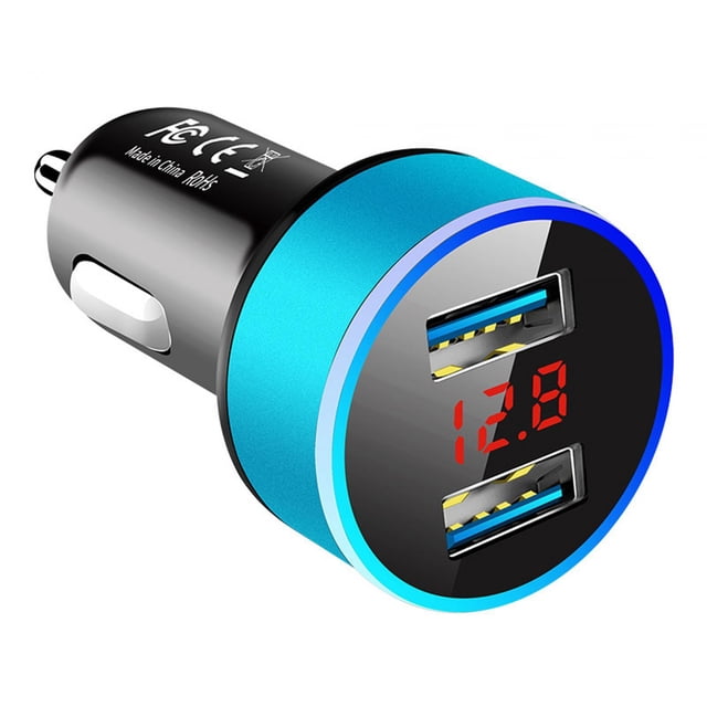 Car Charger Adapter Portable USB Charger for Cameras Smartphones Tablet Blue