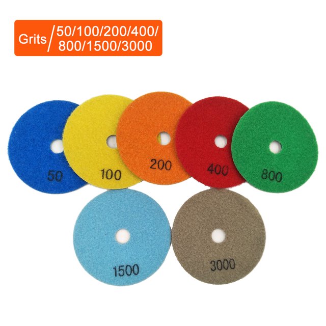 7PCS 4 Pouces Fixés Tampons de Polissage Diamant Sec pour Marbre de Béton de Granit