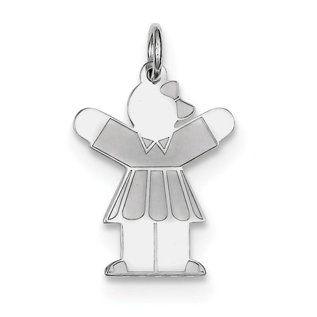 Sterling Silver Rhodium-plated Kid Charm XK1580SS (25mm x 15mm)