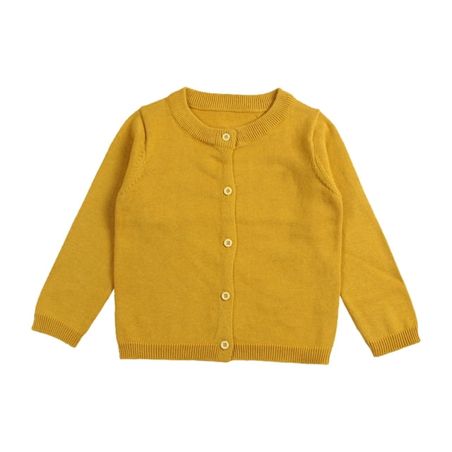 PMVFHDE Chandails Fille Bébé Enfants Filles Cardigan Manches Longues Enfant Chandail Boutonné Fille Col Rond Cardigans Chandail YE2,5Y