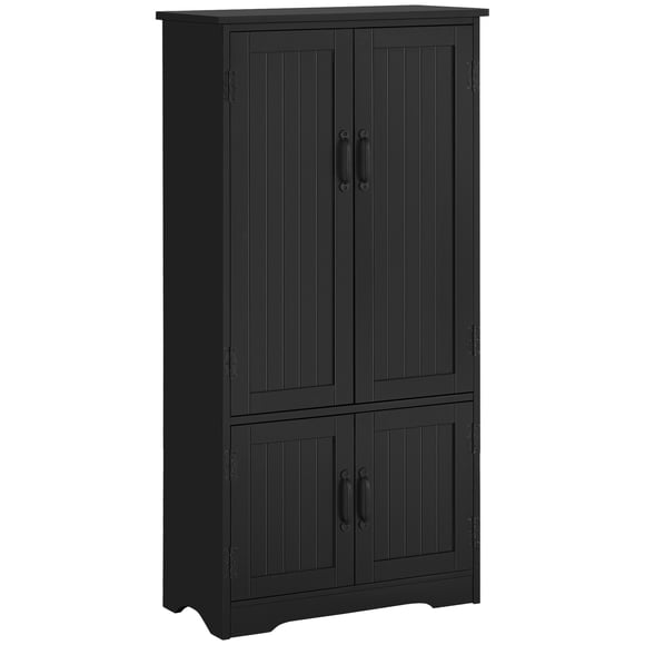 HOMCOM 48" Kitchen Pantry, Kitchen Storage Cabinet with Shelves, Black