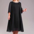 thumbnail image 2 of B91xZ Robe Femme Col en V Manches Courtes Bouffantes Taille Élastique Volants Superposés Robe Mini, Noir TTG, 2 of 5