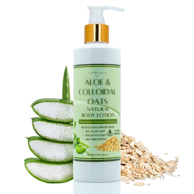 Aloe & Colloidal Oats Natural Body Lotion for Soothing Relief & Deep Hydration - 8 oz by LatherGreen