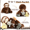 thumbnail image 3 of MorisMos 24" Sloth Stuffed Animal Mommy Sloth Plush Toy with 4 Baby Plush Toys, 3 of 9