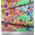 thumbnail image 3 of Soimoi Yellow Viscose Chiffon Fabric Colorful Butterfly Printed Fabric 1 Yard 42 Inch Wide, 3 of 5