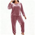 thumbnail image 4 of Ounisa Women Plus Size Pajama Set, Long Sleeve Button-Down Soft Comfy Two-Piece Sleepwear Lounge Set, 4 of 5