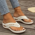 thumbnail image 4 of Womens Wedge Orthopedic Flip Flops Slides Sandals for Plantar Fasciitis Comfortable Walking Dress Slip on, 4 of 7