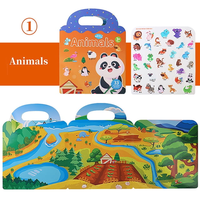 Meitianfacai Reusable Sticker Book Children's Stickers Activity Books Children's Guide Stickers Kids Learning Educational Toy Sticker