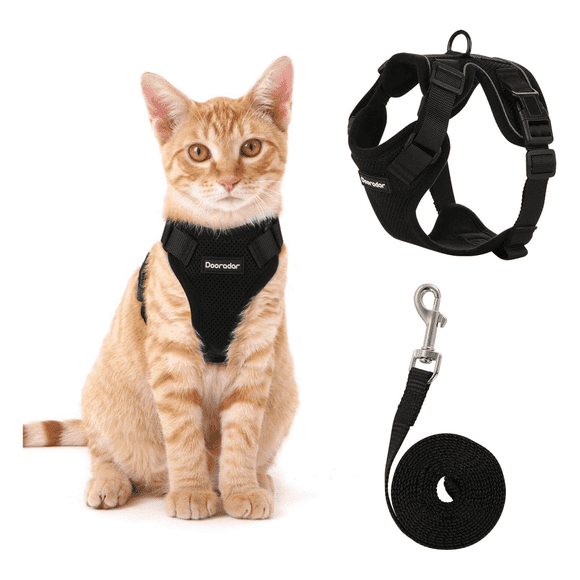 CHUANK Cat Harness Adjustable Anti-Escape Vest Reflective Design Adjustable Length Quick-Release Buckle Cat Harness and Leash 11.0-13.7inx18.0-20.0inx150cm Green