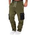 thumbnail image 1 of Ceisia Men Solid Color Loose Casual Pants Elastic Waist Drawstring Sports Gift Work Trousers, 1 of 7
