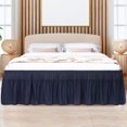 thumbnail image 2 of PiccoCasa Polyester Brushed Bed Skirt with Elastic Dust Ruffles 16" Drop, Full Navy Blue, 2 of 8