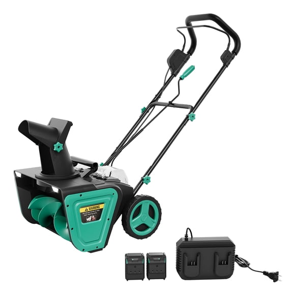 Battery Powered Snow Thrower - 20 Inch Clearing Width with Two 20V 4.0Ah Batteries, Charger and Brushless Motor - 23FT Snow Throw Range, Dual LED Headlights for Driveways and Walkways
