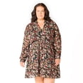 thumbnail image 1 of Devoted Women’s Plus size L/S smocked waist mini dress with button down front, 1 of 6