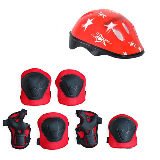 Protector 7Pcs Kids Skateboard Kit PVC Helmet Knee Elbow Wrist Pad for Skating Cycling