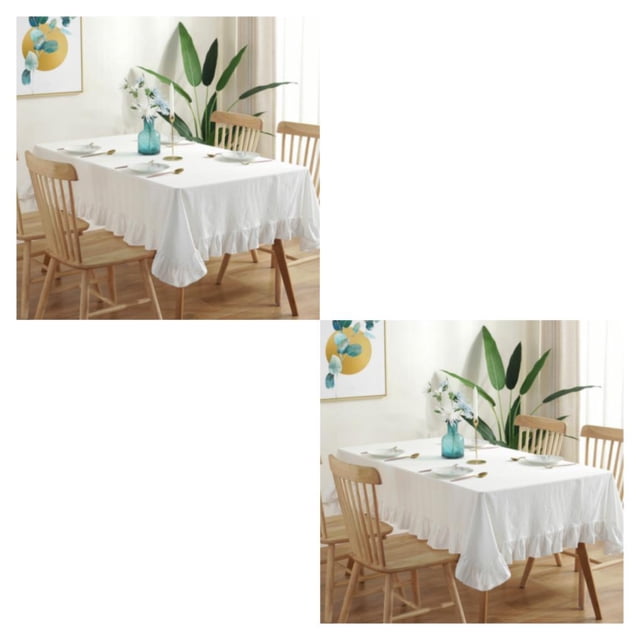 Baohd Durable And Easy To Wash Tablecloth With Vintage Style Rectangular Table Tablecloth Cotton Dining Tablecloth Table Cover white 140*200CM 2Set