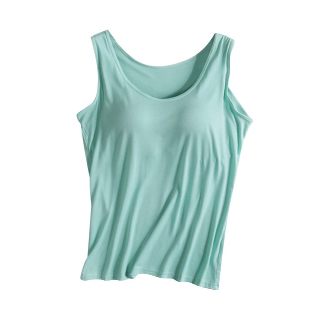 UPPADA Débardeurs pour Femmes en Modal Rembourré avec Soutien-Gorge Intégré, Col Rond, Camisole Sans Manches avec Soutien-Gorge Sans Armatures, Chandails Ajustés Décontractés, T-Shirt, Grande Taille, Hauts Confortables, Débardeur pour Femmes Grande Taille Vert, TG