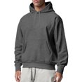 thumbnail image 1 of Innerwin Sweatshirts Drawstring Men's Hoodies Fall Solid Color Thick Hooded Sweatshirt Deep Gray XS, 1 of 3