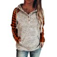thumbnail image 1 of MAWCLOS Ladies Hoodies Button Dwon Pullover Drawstring Sweatshirt Casual Kangaroo Pocket Long Sleeve Hooded Tops Grey Orange S, 1 of 2