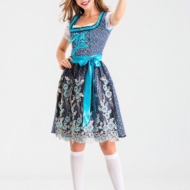 EGNMCR Robes d'Été Femmes Tendance 2024 Costume Femme Servante Cosplay Robe Vêtement Vêtements de Scène Robe Sans Manches
