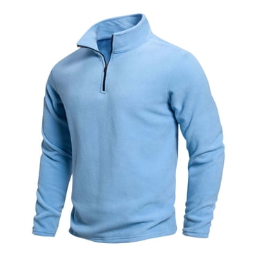 fatyb Automne Hiver Chandails en Molleton pour Hommes à Quart de Glissière Col Montant Chandail à Enfiler Manches Longues Hauts Thermiques