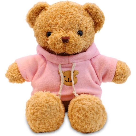 Teddy Bear Soft Skin, 30cm Hooded Teddy Bear Toy, Plush Toy, Cute Plush Toy Gift (Pink)