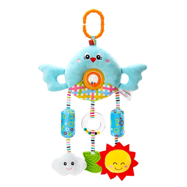 XZNGL Baby Infant Cartoon Animal Hanging Bell Rattle Teether Sound Stroller Plush Toy
