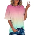 thumbnail image 1 of Timegard Hauts Grande Taille pour Femmes Couleur Dégradée Manches Courtes Col Rond T-Shirts Tunique Décontractée Tendance Blouses, 1 of 7