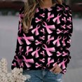 thumbnail image 2 of Pisexur Cancer Chandail en Molleton de Sensibilisation au du Sein pour Femmes Ruban Rose Col Rond Manches Longues Chandail-Over Cancer du Sein Hauts, 2 of 4
