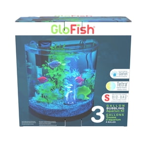 GloFish 3 Kit Aquarium Gallon avec LED Bubbler, kit de démarrage de réservoir de poisson avec filtre, Air Pompe et éclairage