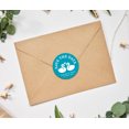 thumbnail image 2 of Darling Souvenir Round 45 Pcs Loving Swans Save The Date Stickers Personalized Bride Groom Names And Date Envelope Seals - Turquoise, 2 of 4