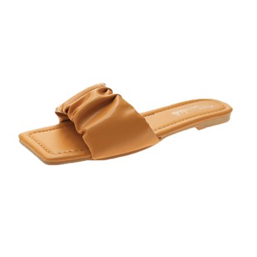 EQWLJWE Sandals Women 2022 Flat Shoes Open Toe New Summer Products Solid Color Sandals Soft Leather Strap Comfortable Slippers